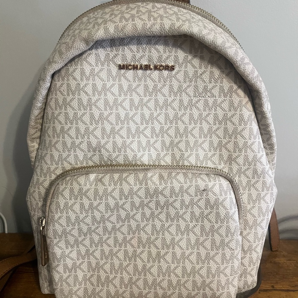 Michael Kors Light Beige Monogram Backpack